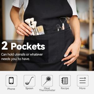 Wholesaleeco-Thân thiện với biểu tượng tùy chỉnh cotton polyester không thấm nước Đầu Bếp Nấu Ăn Tạp dề cho quán cà phê nhà hàng nhà bếp tạp dề - Product Image 4