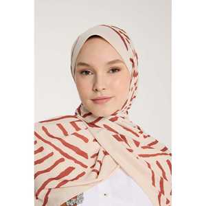 Châle en soie Pure Tone avec motif en V, couleur beige Taba - Product Image 2