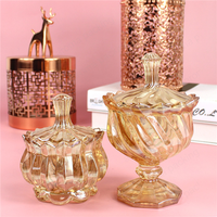 Pot à bonbons vintage en verre, style européen, pour dragées, avec couvercle dôme, couleur Champagne