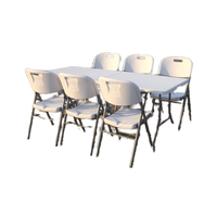 Table moderne en plastique et acier de 180cm avec cadre pliable et panneau Mobilier de salle à manger d'extérieur de haute qualité pour hôtels