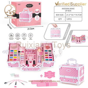 Maleta de maquillaje de plástico al por mayor para niñas, juego de juguetes de belleza DIY para niños con esmalte de uñas, Maleta de maquillaje para juego de simulación - Product Image 4