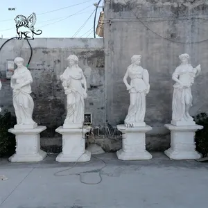 Statuette décorative de jardin en pierre de déesse, grise, ancienne, Sculpture en marbre, pour toute saison