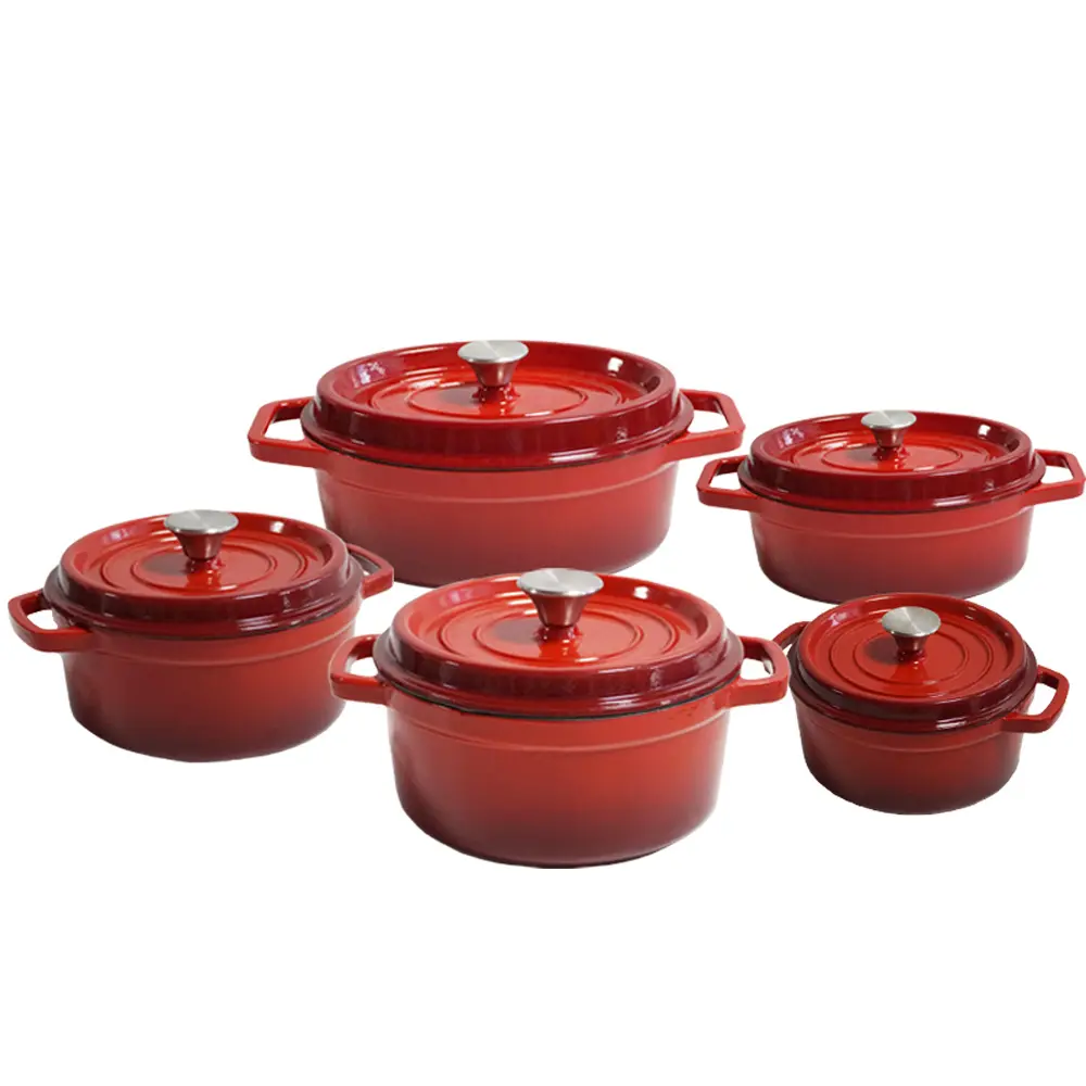Chuihua Factory Customized Various Color Set Wholesale Kitchen Enamel Cookwares Cooking Pot Cast Iron Cookware Casserole Set