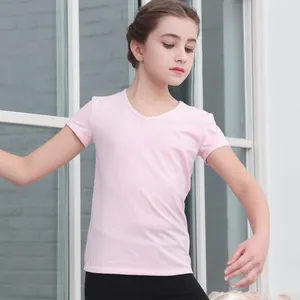 119220007 The best selling round neck collar dance top t shirt girl