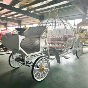 luxurious Wedding Horse Carriage Classical Pumpkin Horse Wagon White closed electric carriage - Product Image 4