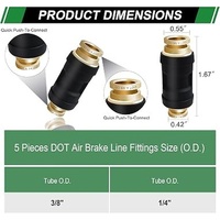 Conectores Neumáticos de Empuje de 3/8'', Conexiones de Aire DOT, Conector Neumático de Plástico a Prueba de Fugas para Tubo de Nylon, para Camiones y Remolques