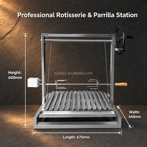 Asador Argentino Santa María, <span class=keywords><strong>Parrilla</strong></span> de Carbón de Acero Inoxidable con Elevación Manual y Asador Eléctrico - Product Image 2