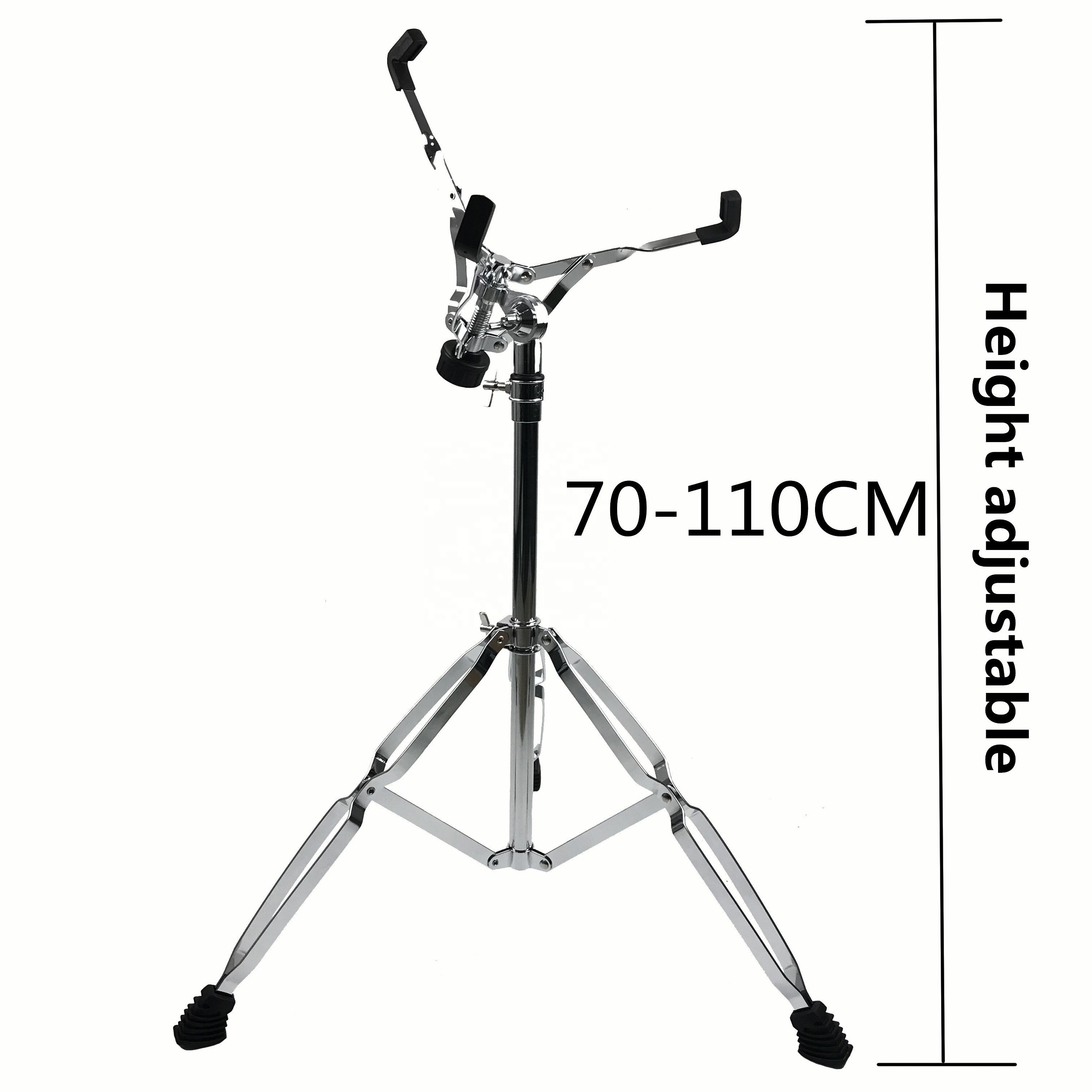 拡張高さスネアスタンドダブルブレースダンドラムスタンド調節可能なクロームドラムスタンド