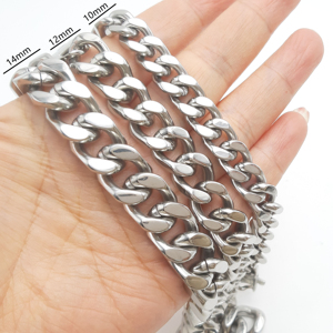 Collana o bracciale cubano 14mm per donne e uomini 10mm a maglie cubane 9 ''bracciale cubano accessori - Product Image 1