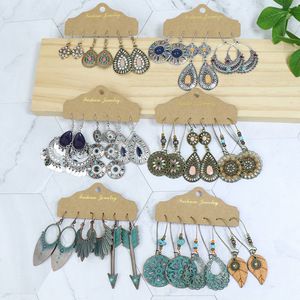 Boucles d'oreilles pendantes en alliage, bijoux fantaisie, style bohème, forme goutte d'eau, pour femmes, accessoires de fête - Product Image 1