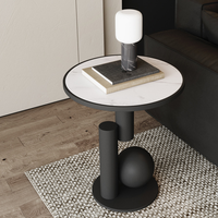 Table d'appoint ronde moderne de luxe avec plateau en pierre frittée, table de chevet, table basse d'appoint pour canapé, pour salon