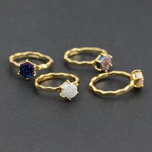 BD-T070 anillos de joyería de drusa natural al por mayor, anillo de piedras preciosas druzy con forma de hexahedral, muchos colores disponibles - Product Image 3