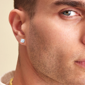 Boucles <span class=keywords><strong>d</strong></span>'oreilles en moissanite pour filles, argent sterling 925, coupe ronde, <span class=keywords><strong>diamant</strong></span> de laboratoire cultivé, moissanite pour femmes <span class=keywords><strong>et</strong></span> hommes, plaqué <span class=keywords><strong>or</strong></span> <span class=keywords><strong>blanc</strong></span> - Product Image 3