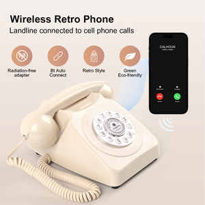 Telefono Vintage Senza Fili con Tasti a Pressione, Colore Beige, Collegabile al Cellulare, per Uso Domestico - Product Image 6