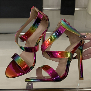 OEM/ODM Talons aiguilles respirants pour femmes, design coloré à bout ouvert, légers, grandes tailles, talons hauts rehaussants - Product Image 3