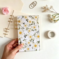 Carnet à spirale A6 DIY, avec couverture transparente en PVC givré, classeur acrylique à 6 trous à motifs floraux, feuilles mobiles pour usage scolaire