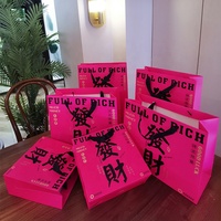 Groothandel Eco-vriendelijke Biologisch afbreekbare Dragon Fruit gekleurde roosrode papieren boodschappentassen met draaggreep