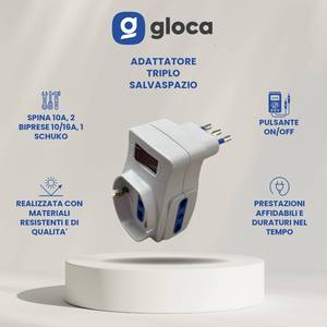 Ensemble d'adaptateurs triples Gloca, 3 prises, 10A 250V AC avec prise Schuko, blanc, fonction de sécurité - Product Image 2
