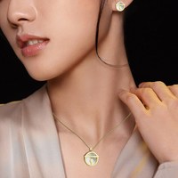 Conjunto de Joyería de Acero Inoxidable para Mujer, Diseño Clásico y Único con Zirconia en Forma de Corazón, Chapado en Oro, Collar, Aretes y Anillo