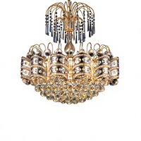 Lustre en cristal et fer doré de luxe européen moderne pour petit salon avec télécommande, vente en gros d'usine, luminaires suspendus
