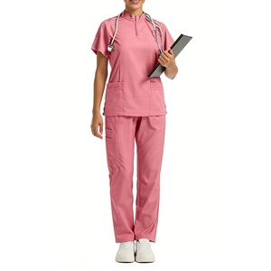 Tenue médicale unisexe à col zippé, séchage rapide, extensible, avec logo personnalisé, ensemble 2 pièces pour infirmières et personnel hospitalier Sehe Fashion - Product Image 4