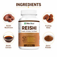 Capsules de champignons Reishi, soutien immunitaire, vitalité, complément de bien-être, marque privée, OEM, ODM, fournisseur direct d'usine, vente en gros