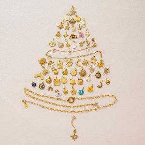 Pendentif vintage YIMEILI en acier inoxydable plaqué PVD or 18 carats, motif étoile, lune, <span class=keywords><strong>soleil</strong></span>, hexagramme, breloque DIY, résistant à l'eau et inaltérable - Product Image 3