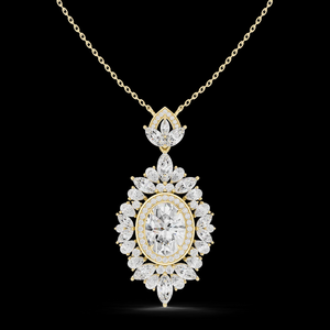 Pendentif de mariage luxueux en diamant ovale halo cluster avec diamants brillants et design élégant - Product Image 5