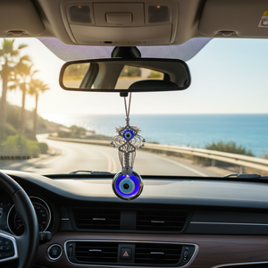 VERRE EVIL EYES MACROME 5x14cm Cadeaux de voiture Design unique Verre macramé Evil Eyes Accessoires de voiture décoratifs - Product Image 3
