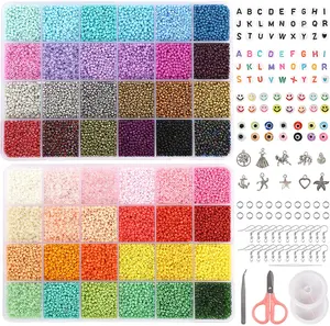 40000pcs 2mm Glass Seed Beads for Jewelry Making Kit DIY Art and Craft