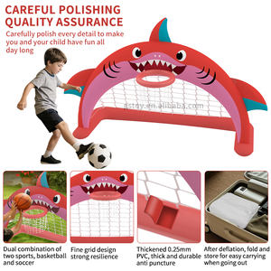 Ensemble de panier de basket-ball et de but de football gonflable 2 en 1 pour le sport en plein air, jouets en PVC pour enfants, bébés et tout-petits - Product Image 2