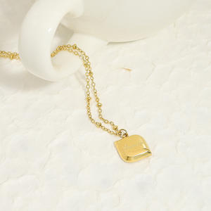 Collar y colgantes de acero inoxidable Chapado <span class=keywords><strong>en</strong></span> oro de 18 quilates Cubo de azúcar <span class=keywords><strong>Chocolate</strong></span> Joyas cuadradas - Product Image 3