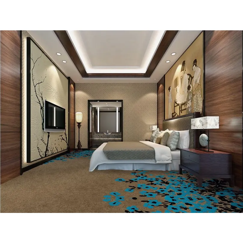 גואנגזו פושאן מלון חדר אורחים שטיח סאונה חדר שטיח עם כחול שזיף פרח עיצוב