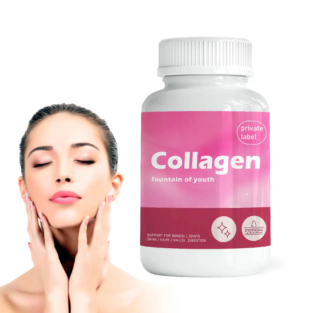Suplemento de Peptídeos de Colágeno Hidrolisado em estoque para mulheres, pele, cabelo, unhas, peptídeos de colágeno articular em pó