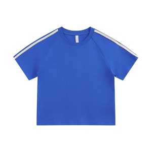 Kids Ribbon Short Sleeve Plain Blank Boxy Custom Cropped Sports High Quality Wholesale <strong>Boys</strong> <strong>T</strong> <strong>Shirts</strong> - Product Image 4