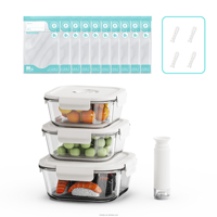 Ensemble de contenants alimentaires en verre sous vide modernes, hermétiques, sans BPA, compatibles micro-ondes, sacs anti-fuite, 14 pièces, lavables au lave-vaisselle