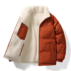 <b>Men's</b> Winter Stand Up Collar Puffer <b>Jacket</b> Thickened <b>Warm</b> Windproof Loose Fit Casual Coat With Fleece Lining - Product Image 2