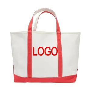 Rot passend weiß wiederverwendbar hersteller großhandel benutzerdefiniert trage-tasche geschäftsgeschenke für damen leinwand-handtasche