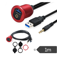 Nuevo Cable de Audio USB 3.0 con Montaje en Panel USB3.0 DC3.5mm y Cable de Extensión USB-A DC 3.5mm con LED Integrado para Coche y Motocicleta 2025