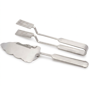 Elegant Silver Cake Serving Set Modern Style With Floral Engraving Perfect <b>For</b> Weddings Hotels Restaurants And Cake Cutting Use - Product Image 2