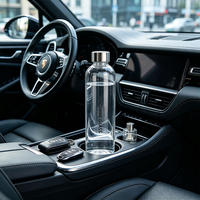 Bouteille d'eau en verre de 750 ml avec couvercle en acier inoxydable, anti-fuite, bouteille de voyage transparente à large ouverture, bouteille de sport
