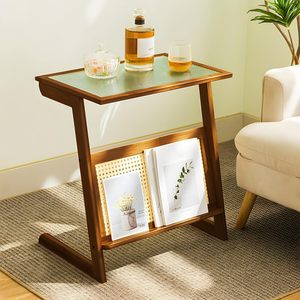 Sofá, mesa de centro, mesa auxiliar para sala de estar, mesa de ratán pequeña para apartamento, mesa de té para balcón, almacenamiento multifuncional - Product Image 1