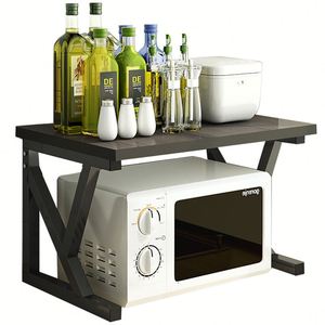Wooden Microwave Oven Rack 2-Tier Kitchen Counter Shelf Organizer Countertop Organizer Microwave Cabinet Shelf Stand for Kitchen - Product Image 6