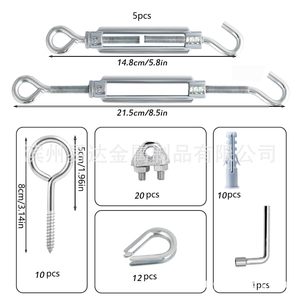 Kit de cable de acero inoxidable de 6 mm y 10 m con tensores, ganchos y conectores para uso general - Product Image 3
