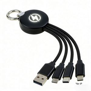 สายชาร์จ USB แบบพวงกุญแจ 3-in-1 มัลติฟังก์ชั่น ชาร์จเร็ว พร้อมไฟ LED ส่องสว่าง โลโก้เรืองแสง ขายส่ง ของขวัญส่งเสริมการขายแบบกำหนดเองได้ - Product Image 1