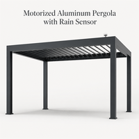 Pergola motorisée en alliage d'aluminium, électrique, imperméable, résistante au vent, avec capteur de pluie, pour extérieur