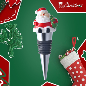 Ouyada bán buôn giáng sinh ủng hộ Đảng thanh lịch kim loại Santa Claus và rượu vang đỏ Stopper chân không chai Stopper bởi Cây giáng sinh - Product Image 3