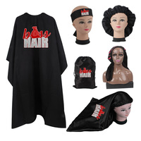 Bonnets en satin personnalisés avec logo, bandeaux en soie, ensembles de sacs pour perruques, boîte en papier pour l'emballage des perruques et des cheveux, bonnets