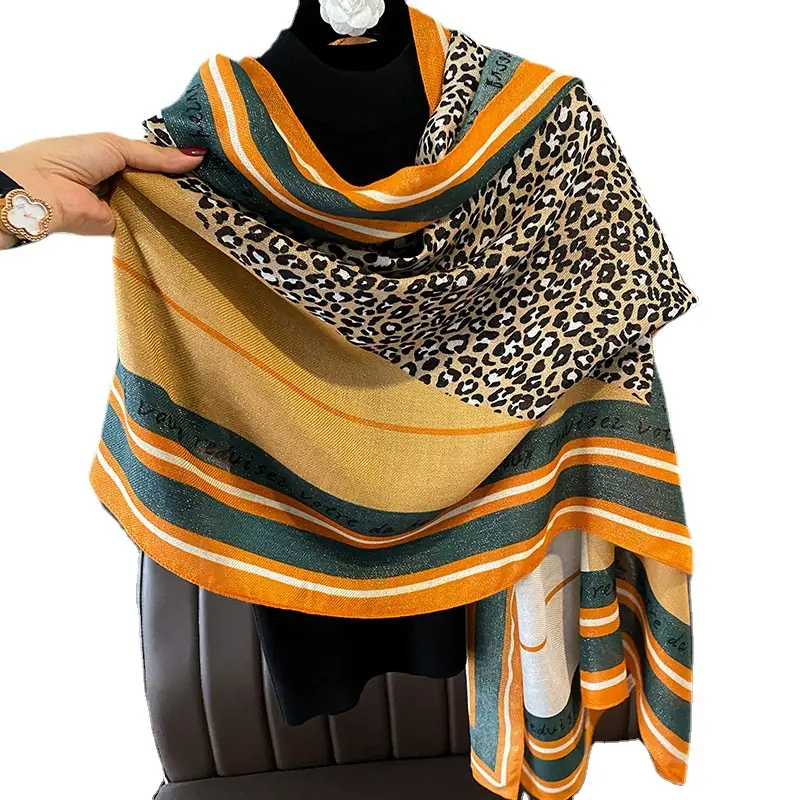 Bufanda de viscosa de algodón con estampado de leopardo nueva al por mayor bufandas de viaje suaves y finas para Mujeres Musulmanas