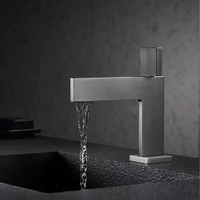 Robinet de lavabo FYASSI minimaliste en laiton brossé doré, thermostatique, à commande tactile, monocommande, monotrou, à poser, avec cartouche céramique